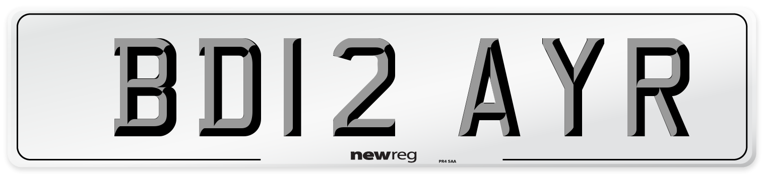 BD12 AYR Number Plate from New Reg